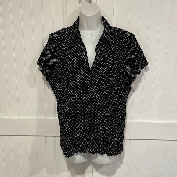 COMO STRETCH black &white polkadot top - Picture 1 of 6